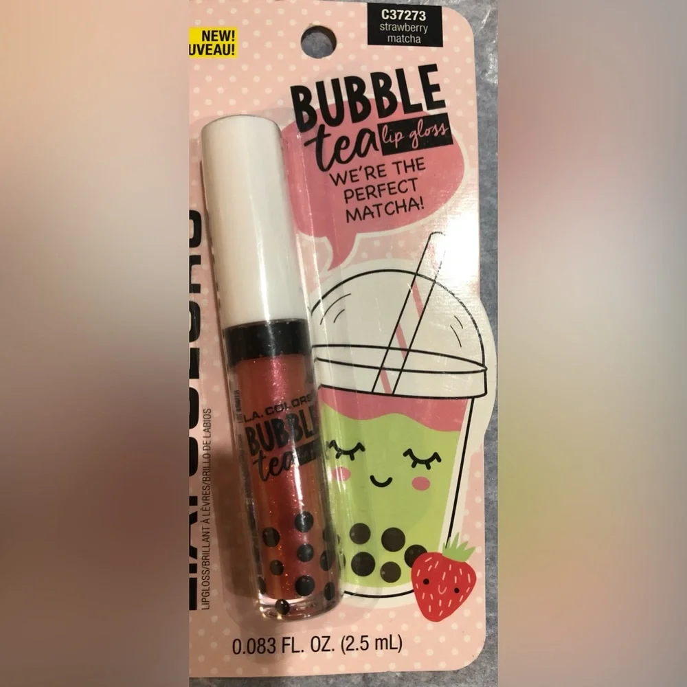 2pack strawberry matcha,‎ peach, chocolate latte & vanilla bubble tea lip gloss